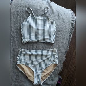 Albion Fit Swim Suit Vertical Stripes